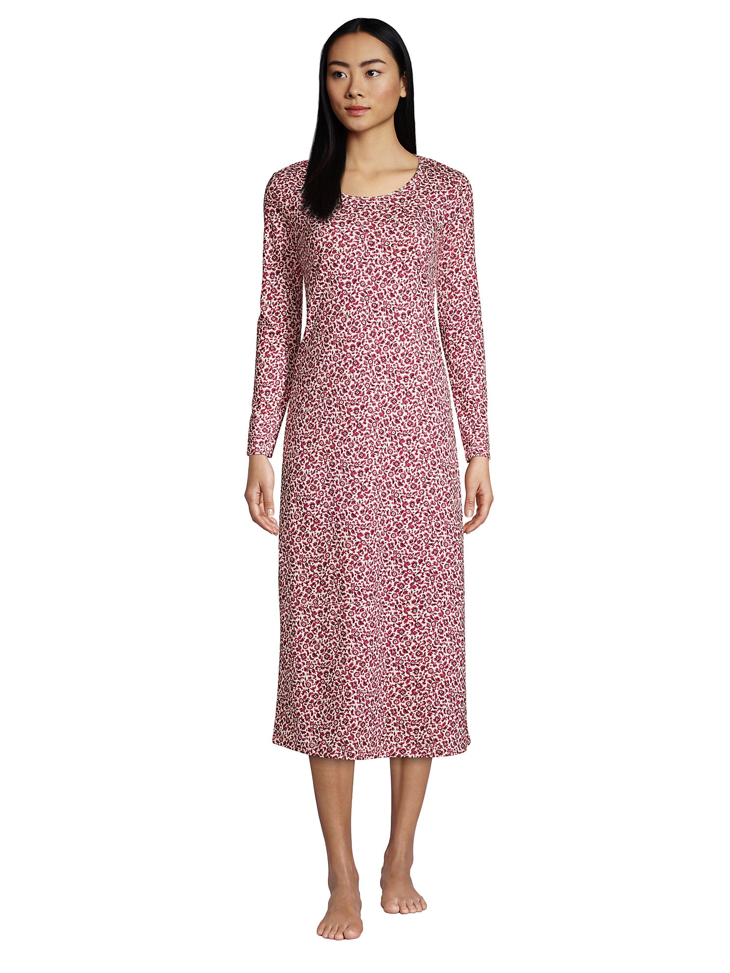 Lands' End Women's Supima Cotton Long Sleeve Midcalf Nightgown