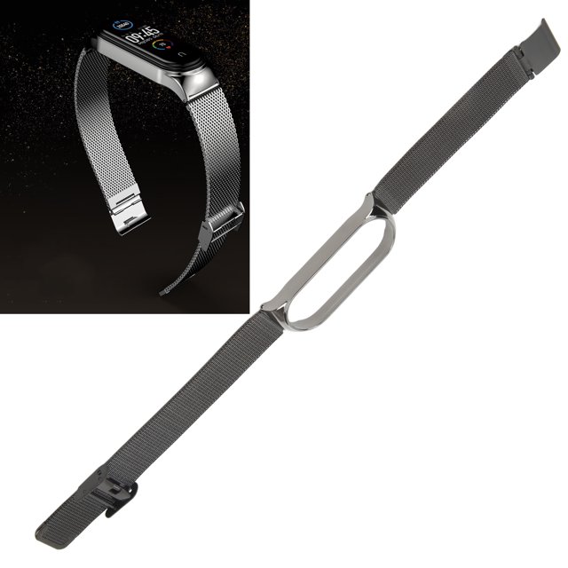 Correa de reloj inteligente ANGGREK de Acero inoxidable negra con anillos de presión de goma