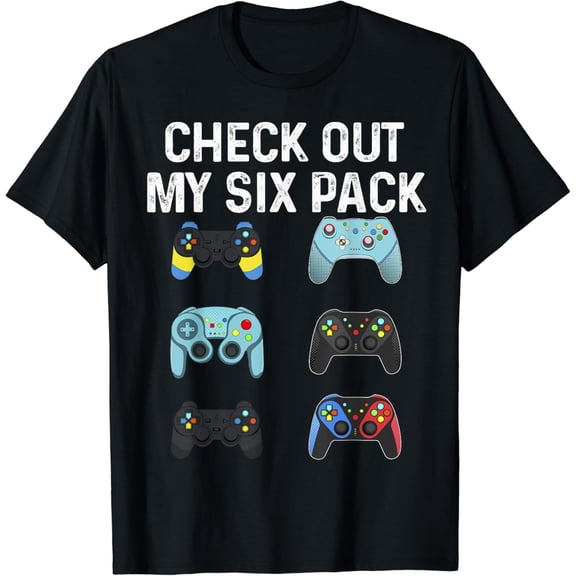 Check Out My Six Pack Gamer Design Funny Gamer's Console T-Shirt