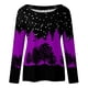 thumbnail image 5 of Moda mujer Casual impresión cuello redondo manga larga suelta camiseta otoño blusa pulóver Tops Pompotops  FGAJ6209, 5 of 5