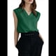 thumbnail image 3 of Camisetas Sin Mangas Plisadas para Mujer, Verde, L, 3 of 9