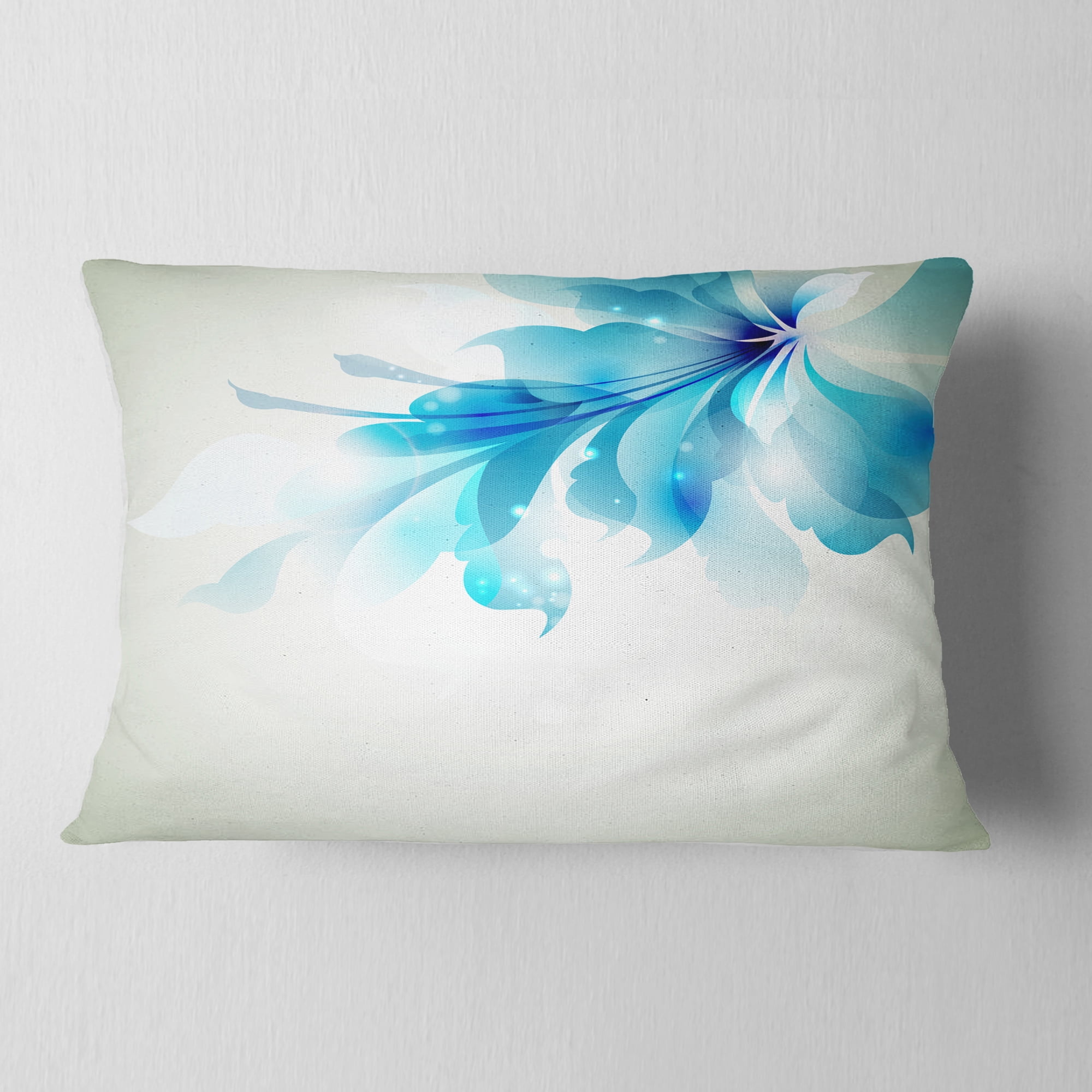 Designart Tender Blue Abstract Flowers - Floral Throw Pillow - 12x20