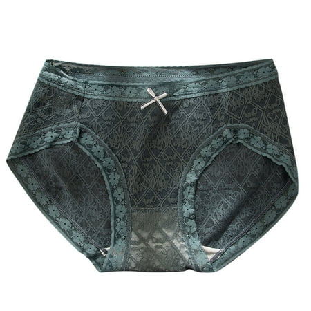 

GWAABD Women Underwear High Women Solid Color Lace Triangle Seamless Mid Waist Breathable Panties