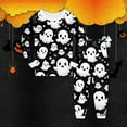 thumbnail image 2 of Pajama Set for Girls Halloween Pajamas Pumpkin Ghost Print Long Sleeve Crewneck Loungewear Soft Toddler Girls Size 2-3 Years Pajamas, 2 of 3