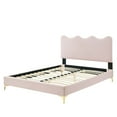 thumbnail image 5 of Platform Bed Frame, Twin Size, Pink, Velvet, Bedroom, Modern Contemporary Boutique HB35274, 5 of 10