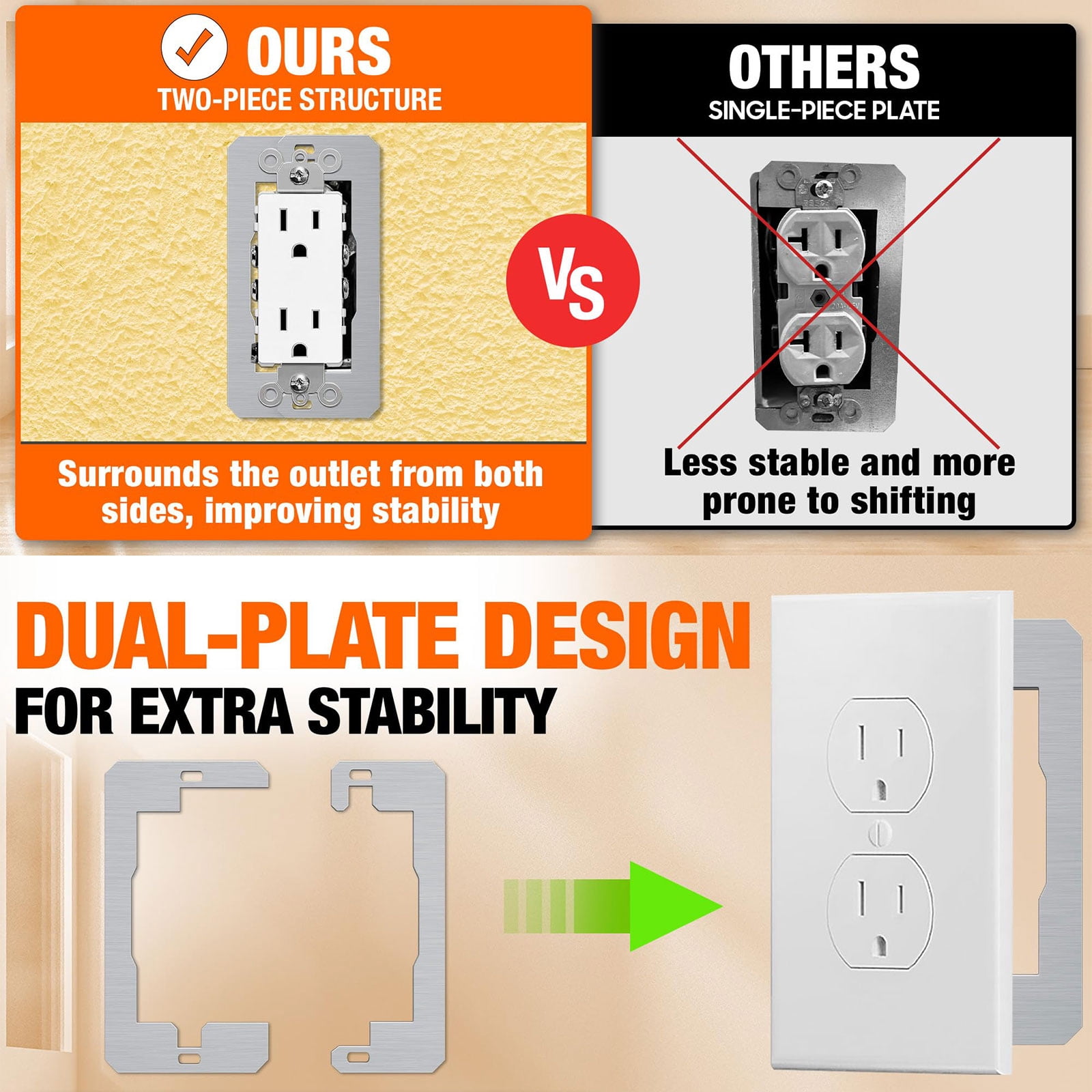 10PCS Strong Metal Outlet Spacers With Two Piece Structure For Improved Stability And Alignment