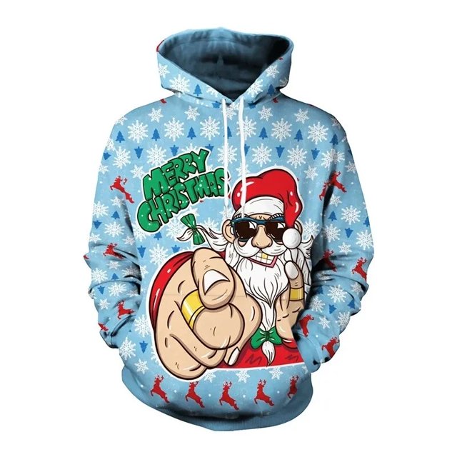 Sudadera con capucha roja para hombre, muñeco de nieve, Papá Noel feliz, estampado 3D, sudaderas con personalidad, sudadera deportiva informal, abrigo, Navidad, Año Nuevo, 2024