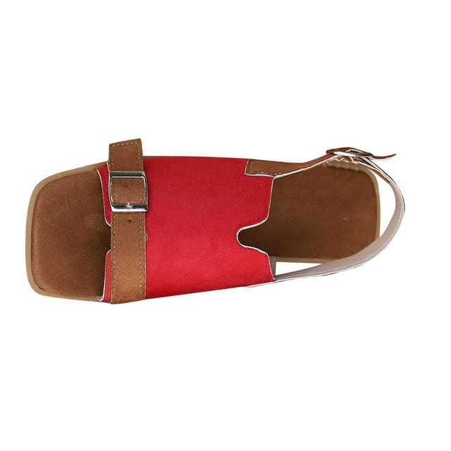 Summer New Plus-size One-line Buckle Matching Color To Wear Beach Sandals Summer Sandals Red 40