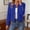 Blue, variant on Women Round Collar Open Front Cropped Blazer Gold Button Long Sleeve Elegant Casual Short Jacket White XXL