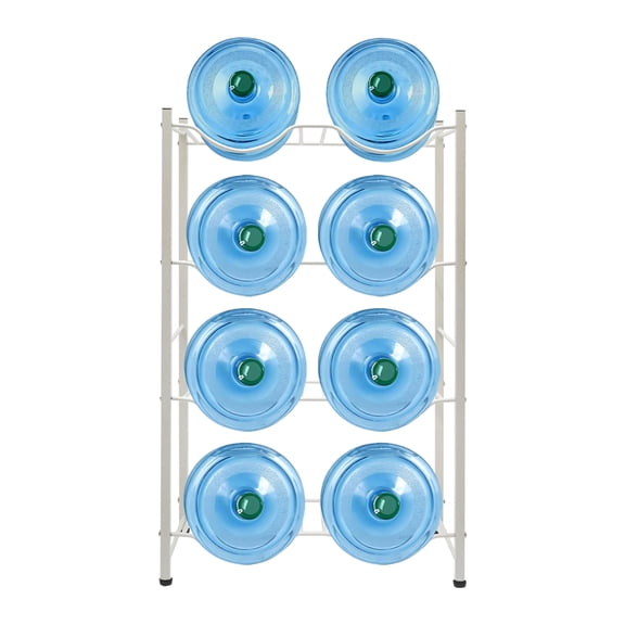 5 Gallon Water Cooler Jug Rack for 8 Bottles, 4-Tier Water Bottle Holder Heavy Duty Carbon Steel Water Jug Organizer for Kitchen Office Home