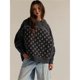 thumbnail image 4 of Sudadera con Capucha Extragrande para Mujer, con Bordado Floral, Bloques de Color, Deshilachada, Larga Negro L, 4 of 8