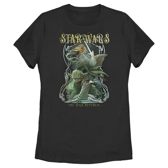 Women's Star Wars The High Republic Yoda and Avar Kriss Graphic Tee Black Medium