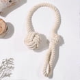 thumbnail image 4 of 2 Pack Beige Rustic Curtain Tiebacks - Outdoor Curtain Drapery Holdbacks Holders - Decorative Hand Knitting Drape Cotton Tie Backs Rope for Sheer and, 4 of 5