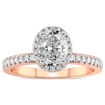 IGI Certified 5 Carat Oval Shape Lab Grown Diamond Engagement Ring | 14K Rose Gold |Elle Classic Halo Diamond Ring | FG-VS1-VS2 Quality Friendly Diamonds