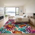 thumbnail image 3 of ODIKA 5' x 7' Machine Washable Non-Slip Area Rug, japanese floral High Traffic Rug, Purple, 1136378, 3 of 7