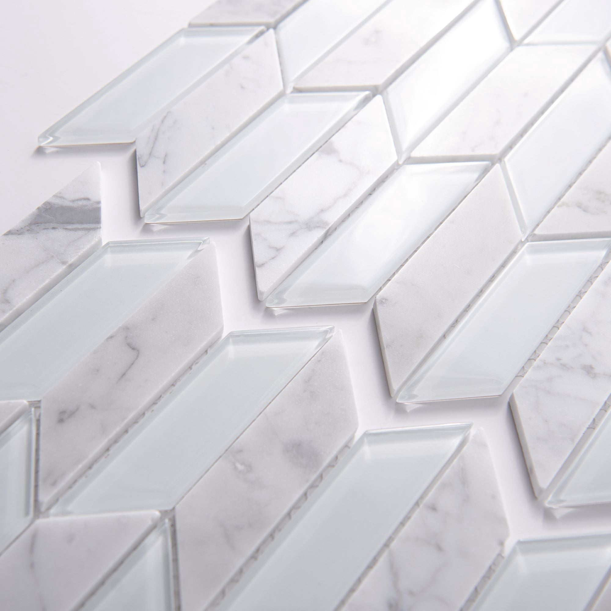 Art3dwallpanels 11.8''x11.2'' Herringbone Mosaic Wall Tile,Decorative Glass Tile,Pack of 5