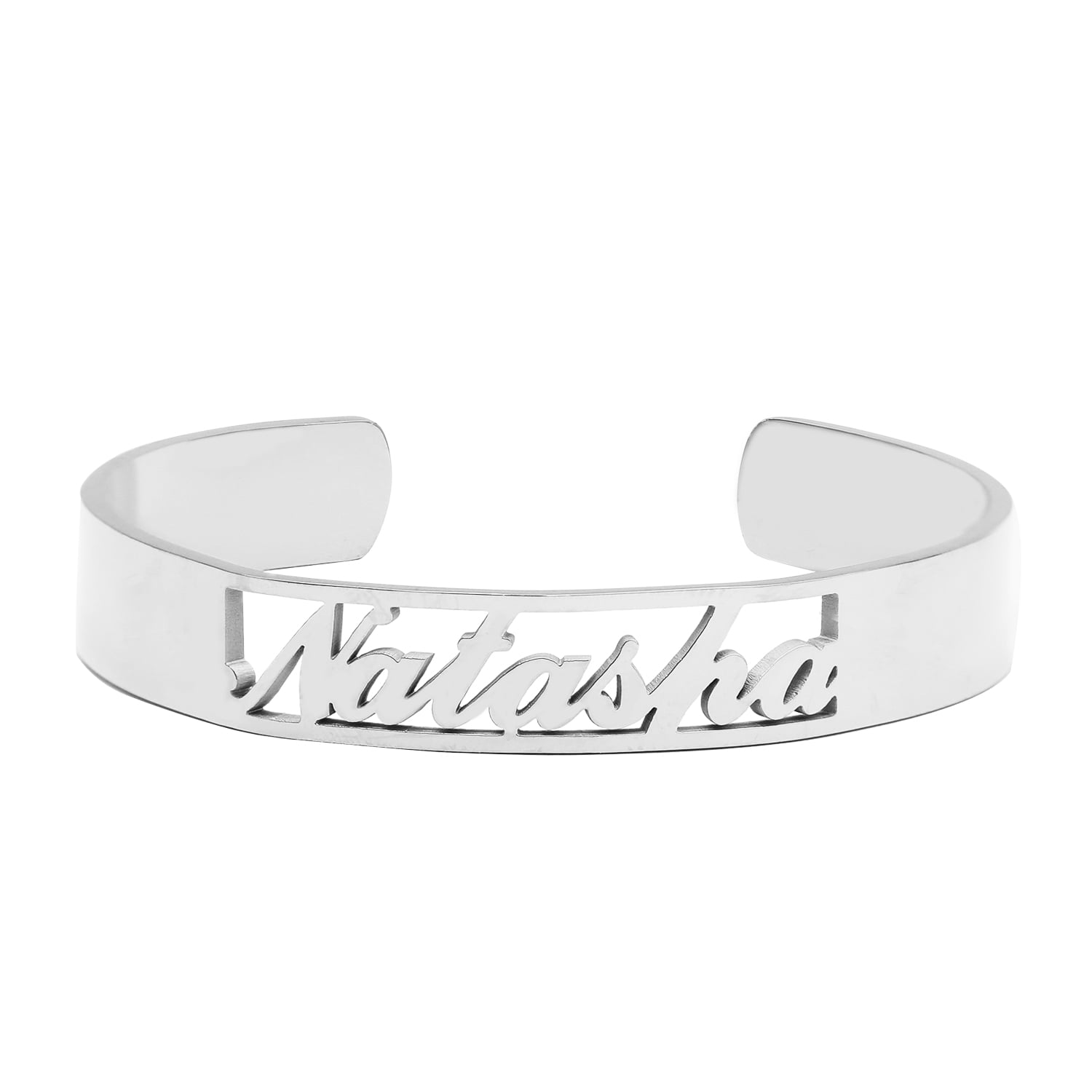 Vakki Stainless Steel Custom Name Cuff Bangle Bracelets Personalized Name Bracelet 18K Gold