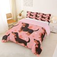 thumbnail image 2 of Homewish Cute Dachshund Dog Full Size Comforter Sets,Kawaii Love Pattern Bedding Comforter Set,Pink,Pink Reversible,3-Piece,1 Comforter and 2 Pillowcases, 2 of 7