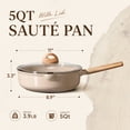 thumbnail image 3 of Carote 5QT Ceramic Non Stick Frying Pan Skillet with Lid, Jumbo Cooker with Induction 11inch Large Deep Frying Pan, Non-Toxic Sauté Pan,Taupe, 3 of 10