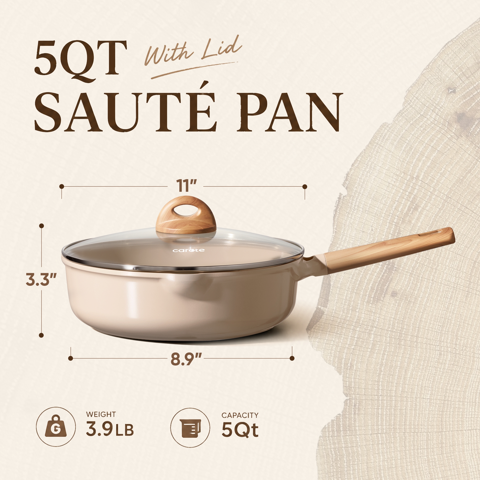 Carote 5-Qt Ceramic Non-Stick Deep Frying Pan with Lid photo 2