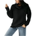thumbnail image 3 of Women's Mock Turtleneck Sweater Fall Long Batwings Sleeve Casual Oversized Knit Pullover Women Slouchy Tunic Sweaters Tops, 3 of 5