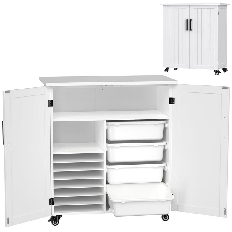 Gdlf Craft Cart Compatible with Cricut Machine Cricut Table with Storage Cabinet Rolling Cricut Cart Furniture with Drawers Designed for Cricut