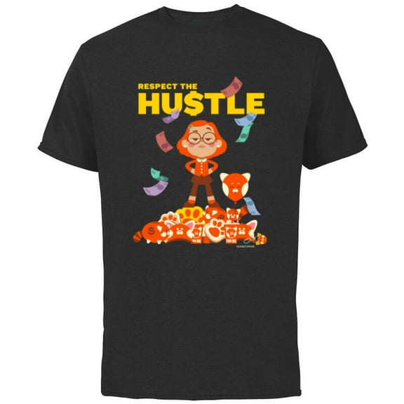 Disney and Pixar’s Turning Red Mei Respect the Hustle - Short Sleeve Cotton T-Shirt for Adults - Customized-Black