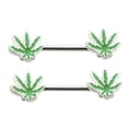 thumbnail image 2 of 2 Uds de Barra de Pezón con Hoja de Flor Hugo Joyería para El Cuerpo Acero Inoxidable Calibre 14, 2 of 5