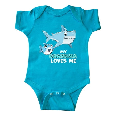

Inktastic My Grandma Loves Me with Cute Sharks Gift Baby Boy or Baby Girl Bodysuit