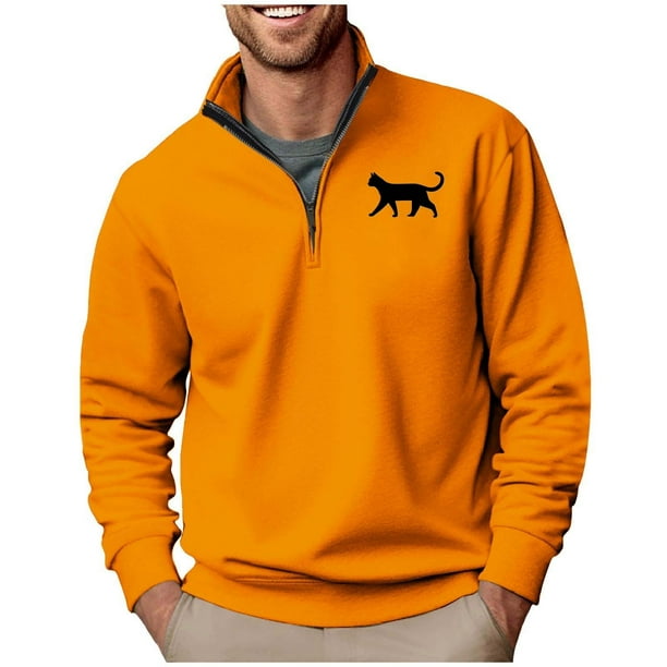 Blusa y camisa de manga larga con cuello alto para hombre, sudadera con capucha estampada, jersey deportivo con media cremallera, blusa de manga larga con cuello alto para hombre, blusa de poliéster