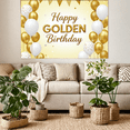 thumbnail image 5 of LUUFILx Glittery Golden Happy Golden Birthday Banner Backdrop Background Party Decoration, 5 of 7