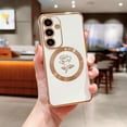 thumbnail image 4 of for Samsung Galaxy S23 FE Magnetic Phone Case Compatible with MagSafe Cute Rose Flower Case for Women Luxury Plating Camera Lens Cover Soft Silicone S23 FE Shockproof Case 6.4" (White), 4 of 9