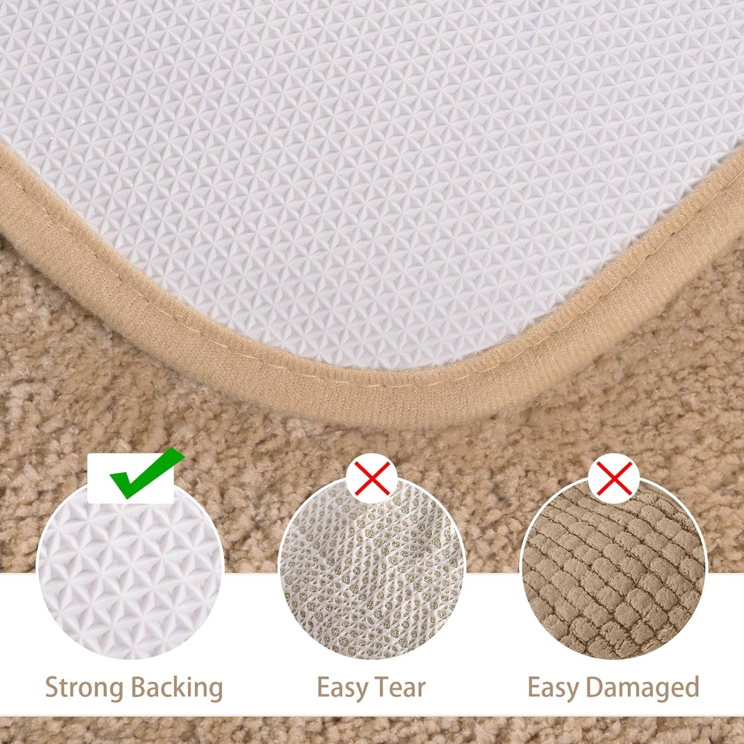 Homore Bathroom Rugs Sets, Luxury Bath Mat Set Anti-Slip Bath Rug and U-Shaped Toilet Mat Camel