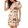 thumbnail image 2 of Easygdp Fall Farm Pumpkin Camisón de manga corta para mujer, informal, estampado, 2 of 6