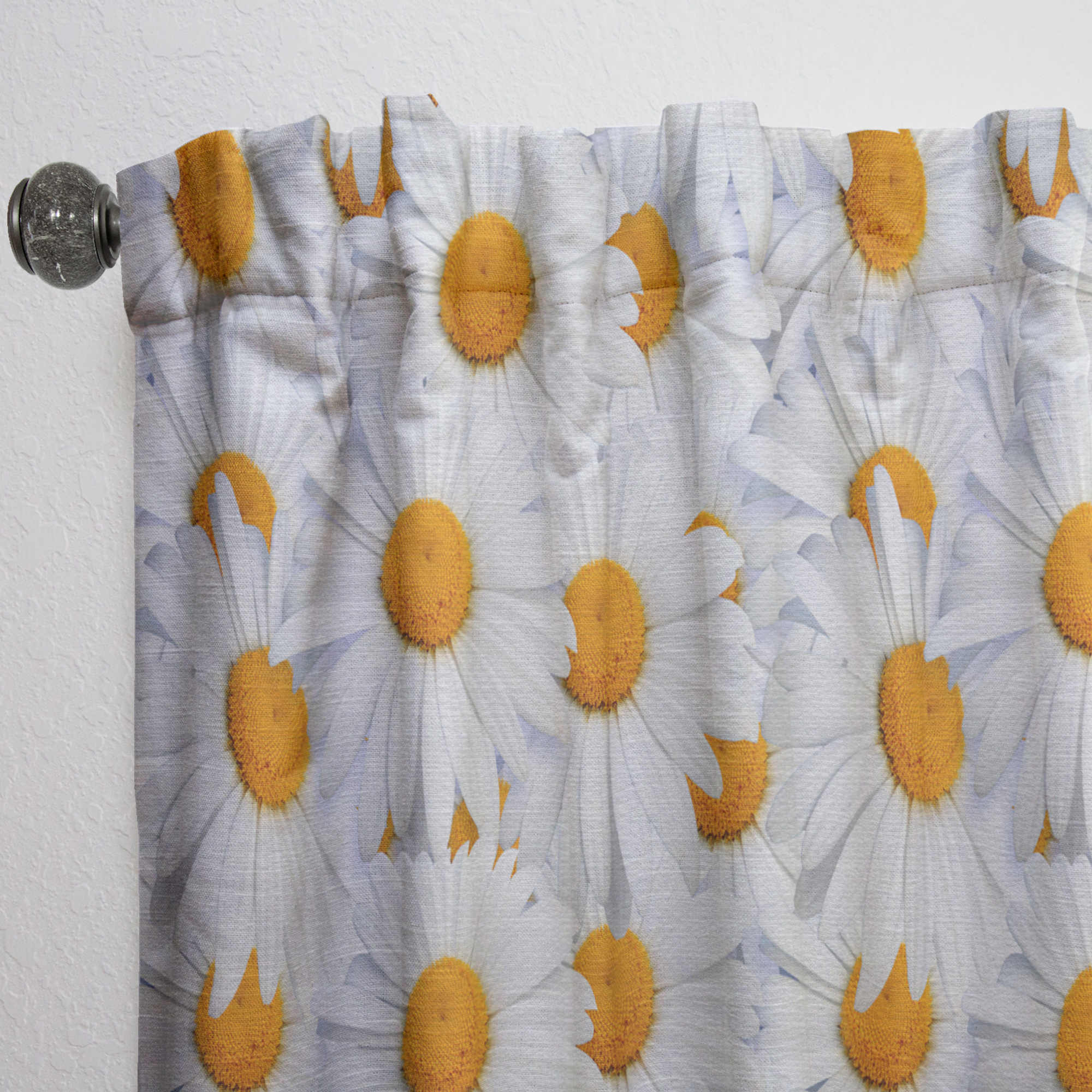 Designart 'Close Up Daisy Hearts ' Floral Curtain Panel