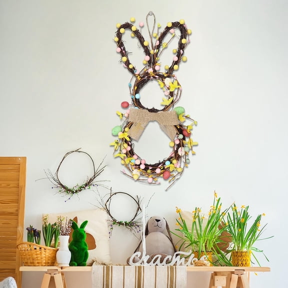 Garlands For Decoration Easter Bunny Wreath For Front Door - Decorative Easter Rabbits Door Hanging Easter Decorations