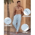 thumbnail image 5 of COOFANDY Men's Baggy Capri Trousers Drawstring Vacation Linen Summer Beach Pants, 5 of 6
