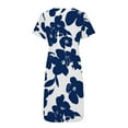 thumbnail image 4 of VBTAPA Womens Summer Dresses V Neck Floral Printed Maxi Dress Short Sleeve Casual Beach Dresses Trendy Flowy Vacation Sundresses Navy L, 4 of 6