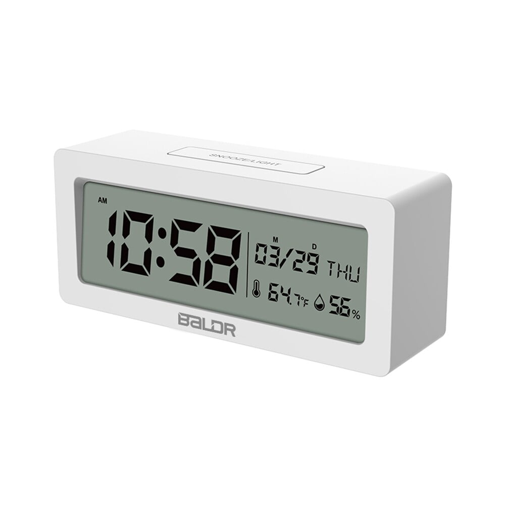 Led Clock LCD Battery Powered Large Screen Display Digital Alarm Clock No Battery Included(White