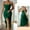 Green, variant on Oplxuo Women's Sexy Cowl Neck Satin Slit Bodycon Dresses Elegant Ruffle Spaghetti Straps 2025 Summer Cocktail Party Dress