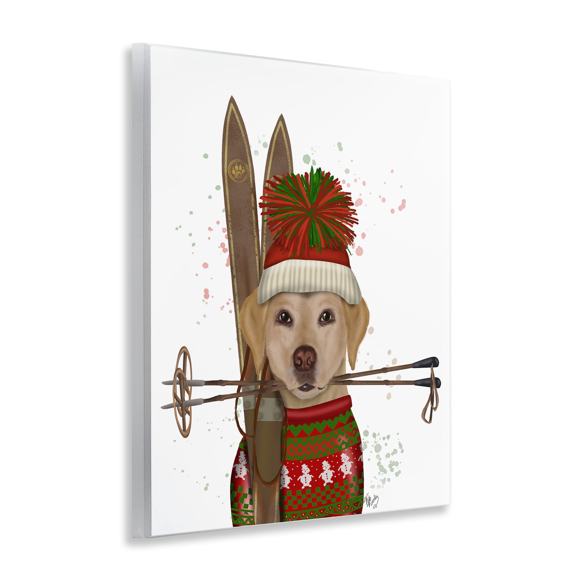 Stupell Industries Yellow Labrador Skiing Animals & Insects Painting Unframed Art Prints Wall Art, 11 x 14