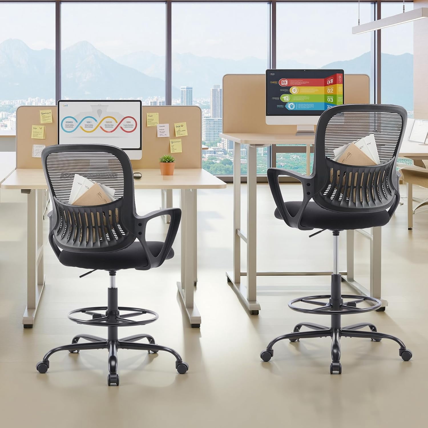 Nextay Ergonomic Tall Drafting Chair with Lumbar Support, Adjustable Mesh Office Chair with Footrest for Standing Desk & Workstation