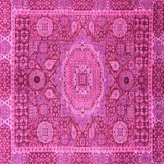 Ahgly Company Indoor Square Abstract Pink Modern Area Rugs, 6' Square