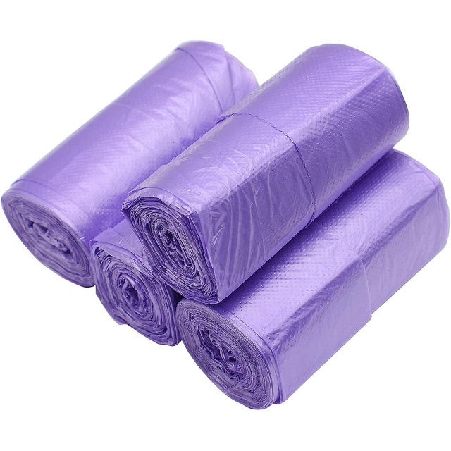 Bolsas de basura de cocina y bolsa de basura morada, 75 unidades, bolsas de basura de cocina con asas para bolsas de basura de baño, bolsas de basura pequeñas