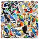 thumbnail image 1 of 50 unidades por lote de pegatinas de pájaros de colores mezclados, de vinilo, impermeables, con graf, 1 of 4