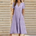 thumbnail image 2 of Sngxgn Women's Summer Mini Dress Casual V Neck Ruffle Sleeveless Dress Dress(Purple,XXXL), 2 of 4