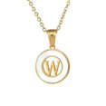 thumbnail image 1 of Collar de letras de acero inoxidable redondo con concha de oro de 18 quilates, anillo de acero de titanio de moda europea y americana, colgante de 26 letras para mujer, 1 of 6