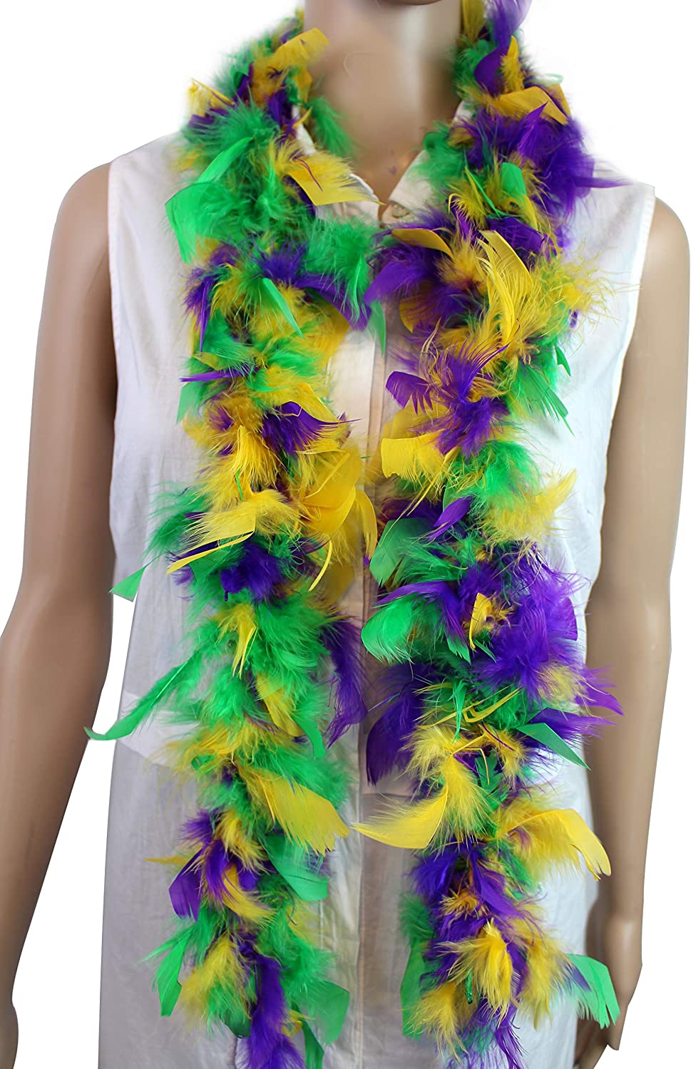Mardi Gras Boas, LONGRV Over 40 Gram, 6 Feet Long Mardi Gras Feather