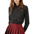 thumbnail image 3 of MODA NOVA Junior's Long Sleeve Button Down Polka Dots Shirt Black XL, 3 of 6