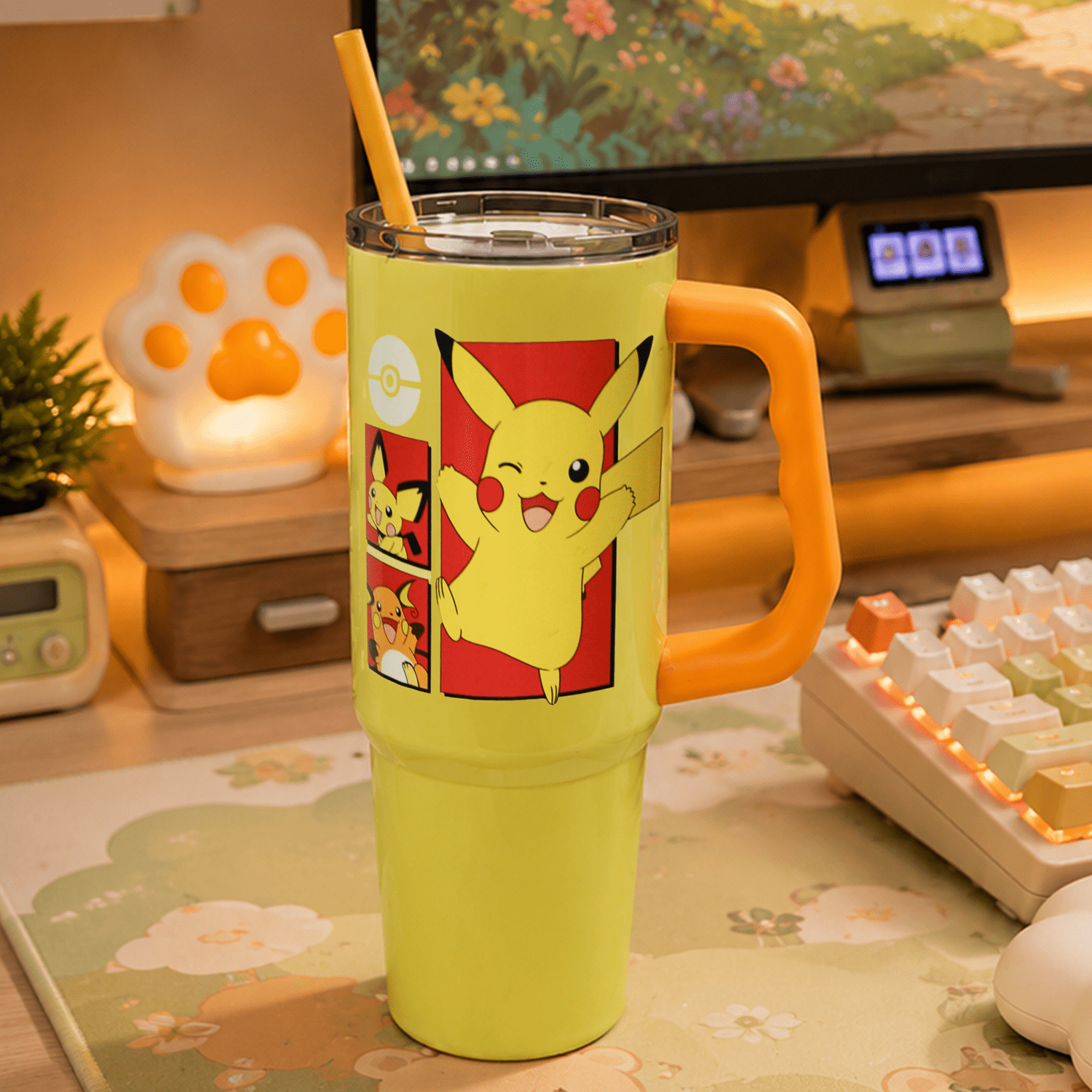 Pokémon Pikachu Evolutions 30 fl oz Stainless Steel Tumbler with Handle and Straw